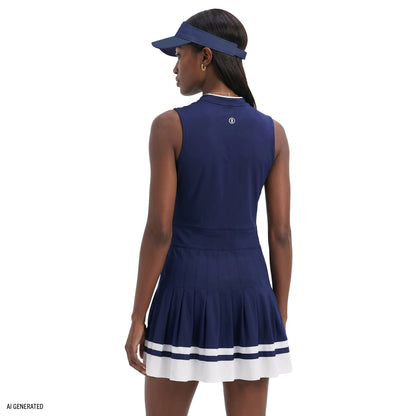 Izod RALLY V-NECK PLEATED DRESS - MEDIEVAL BLUE