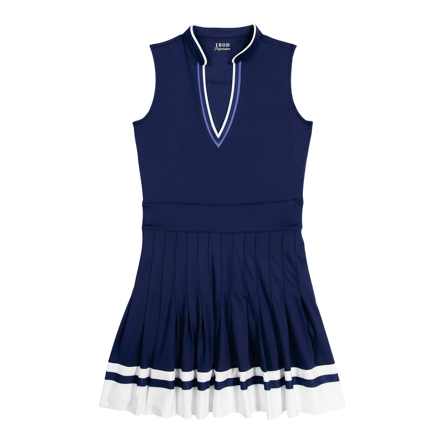 Izod RALLY V-NECK PLEATED DRESS - MEDIEVAL BLUE