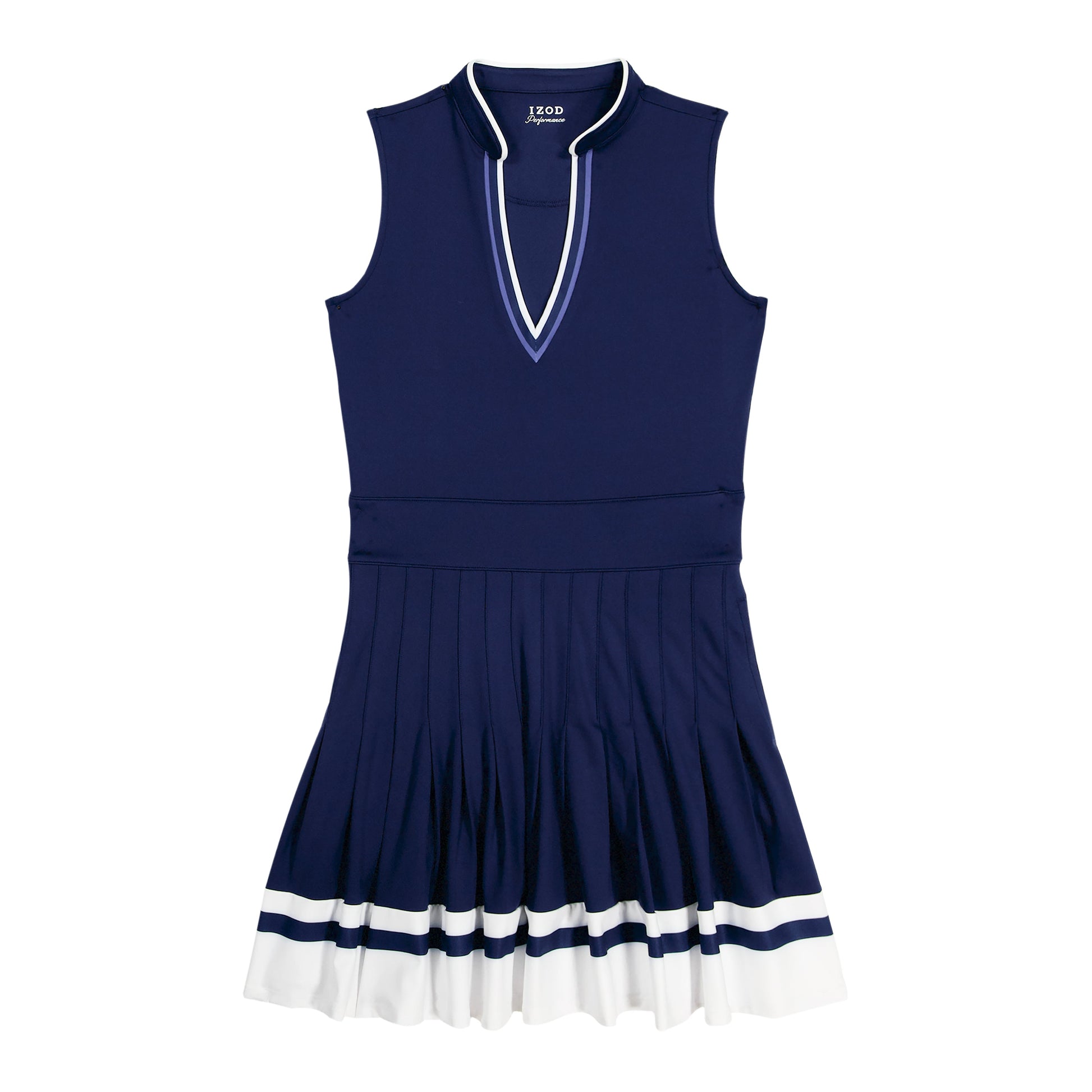 Izod RALLY V-NECK PLEATED DRESS - MEDIEVAL BLUE