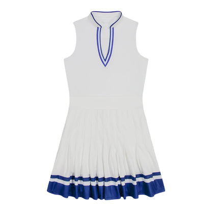 Izod RALLY V-NECK PLEATED DRESS - BRIGHT WHITE