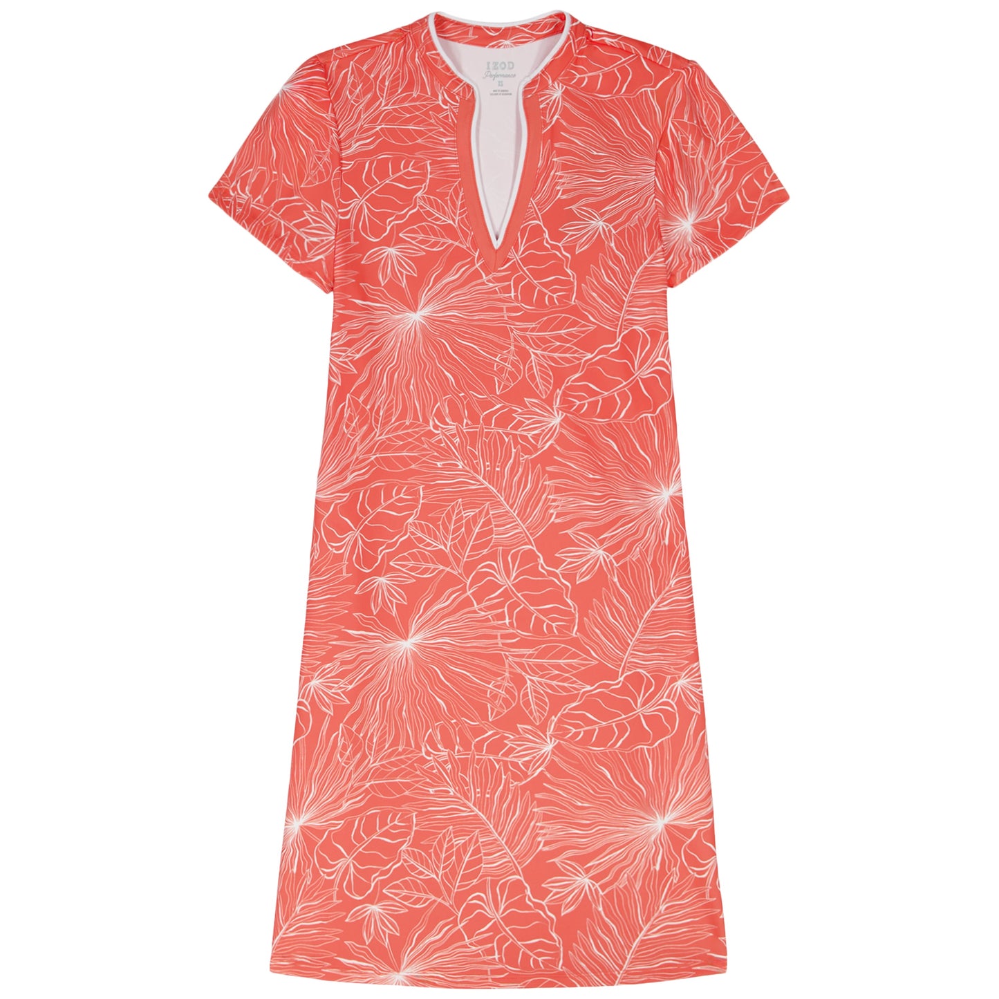 Izod SARA S/S PRINTED DRESS - FRESH SALMON