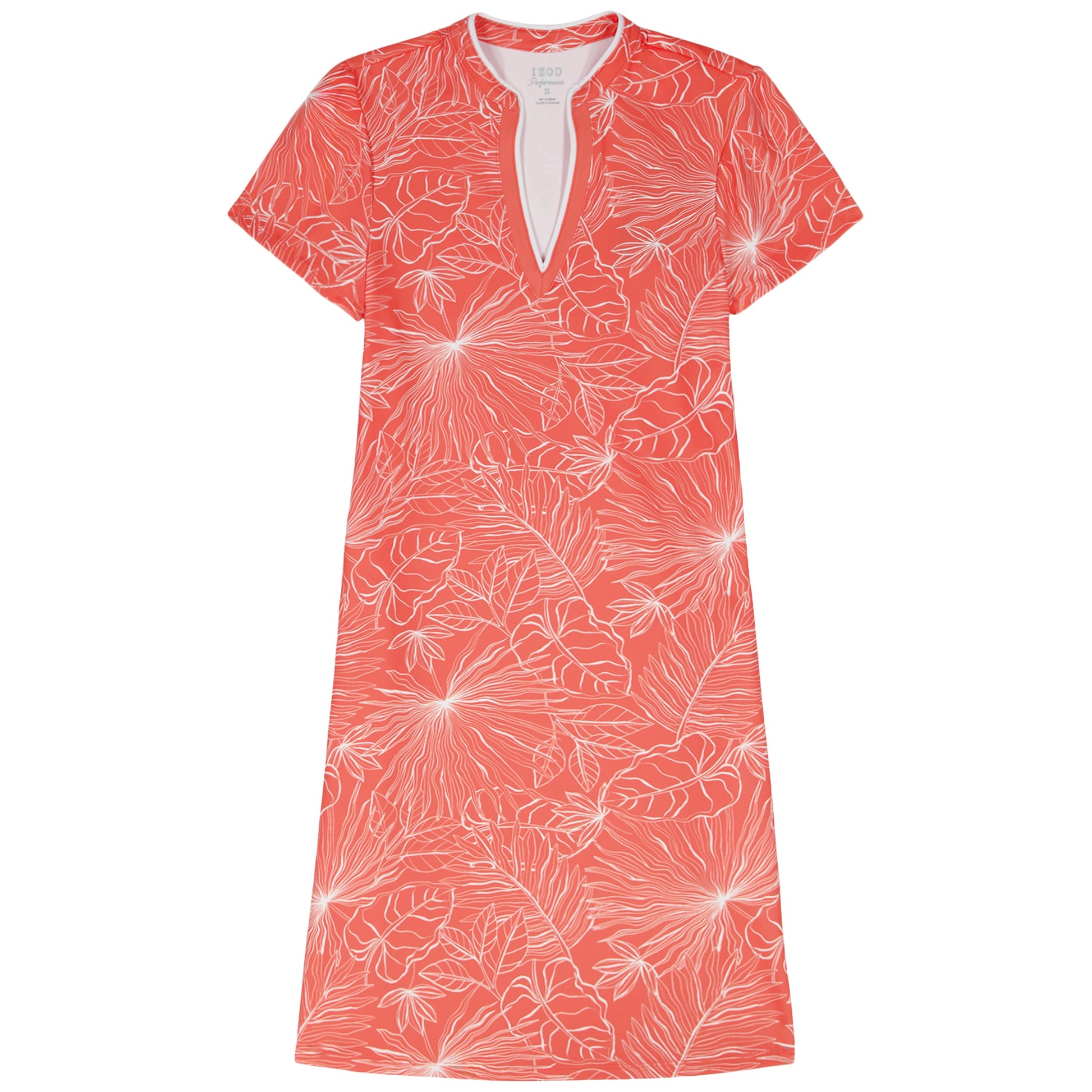 Izod SARA S/S PRINTED DRESS - FRESH SALMON