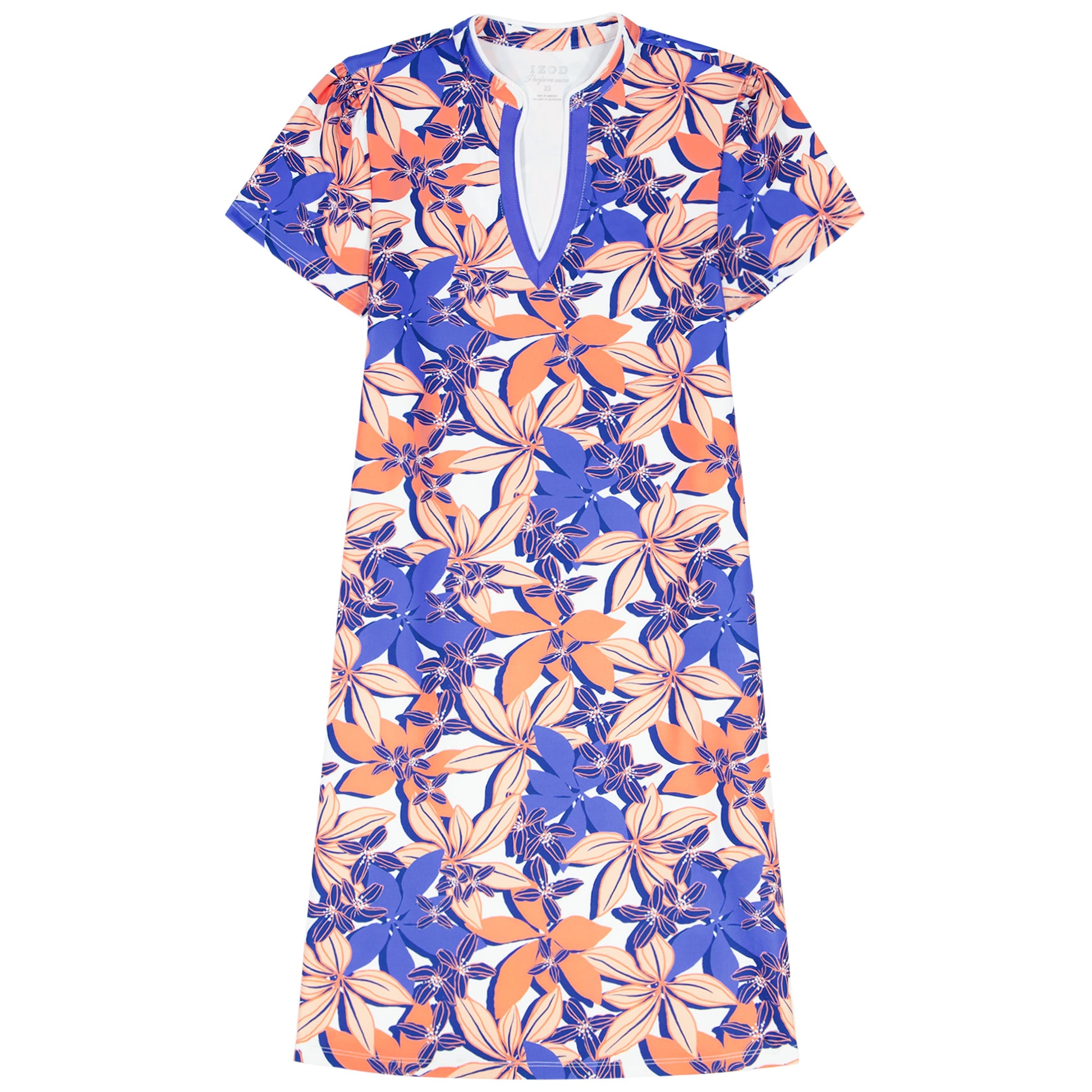 Izod SARA S/S PRINTED DRESS - FRESH SALMON