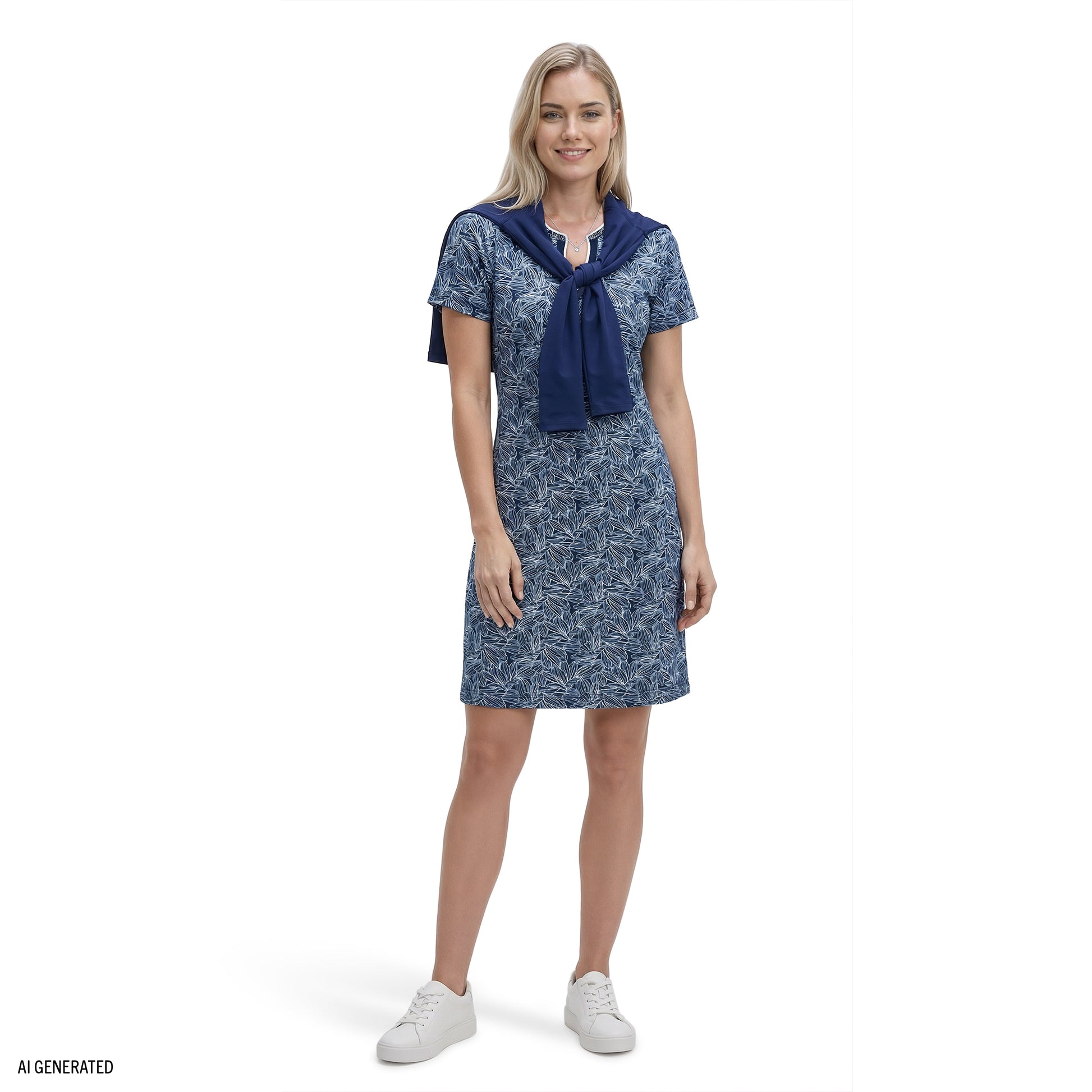 Izod SARA S/S PRINTED DRESS - MEDIEVAL BLUE