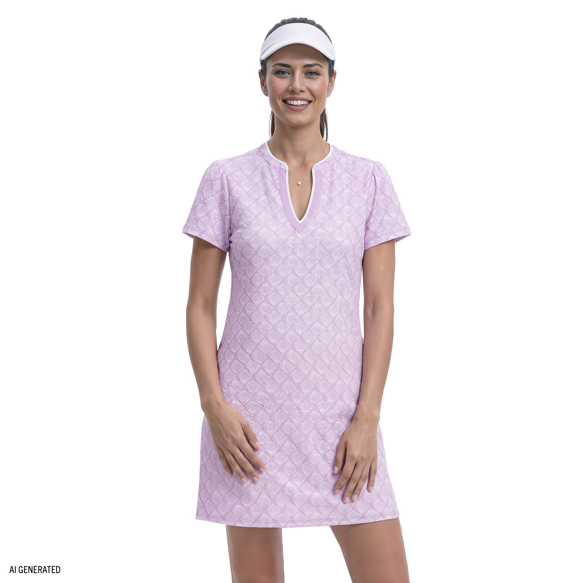 Izod SARA S/S PRINTED DRESS - SHEER LILAC