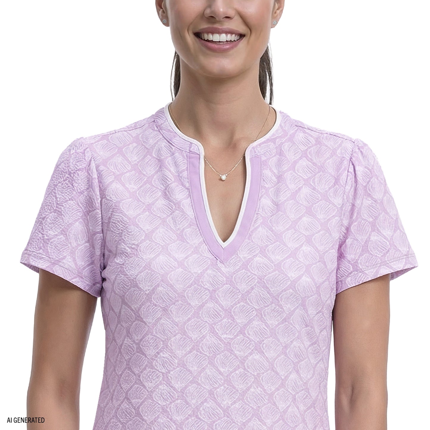 Izod SARA S/S PRINTED DRESS - SHEER LILAC