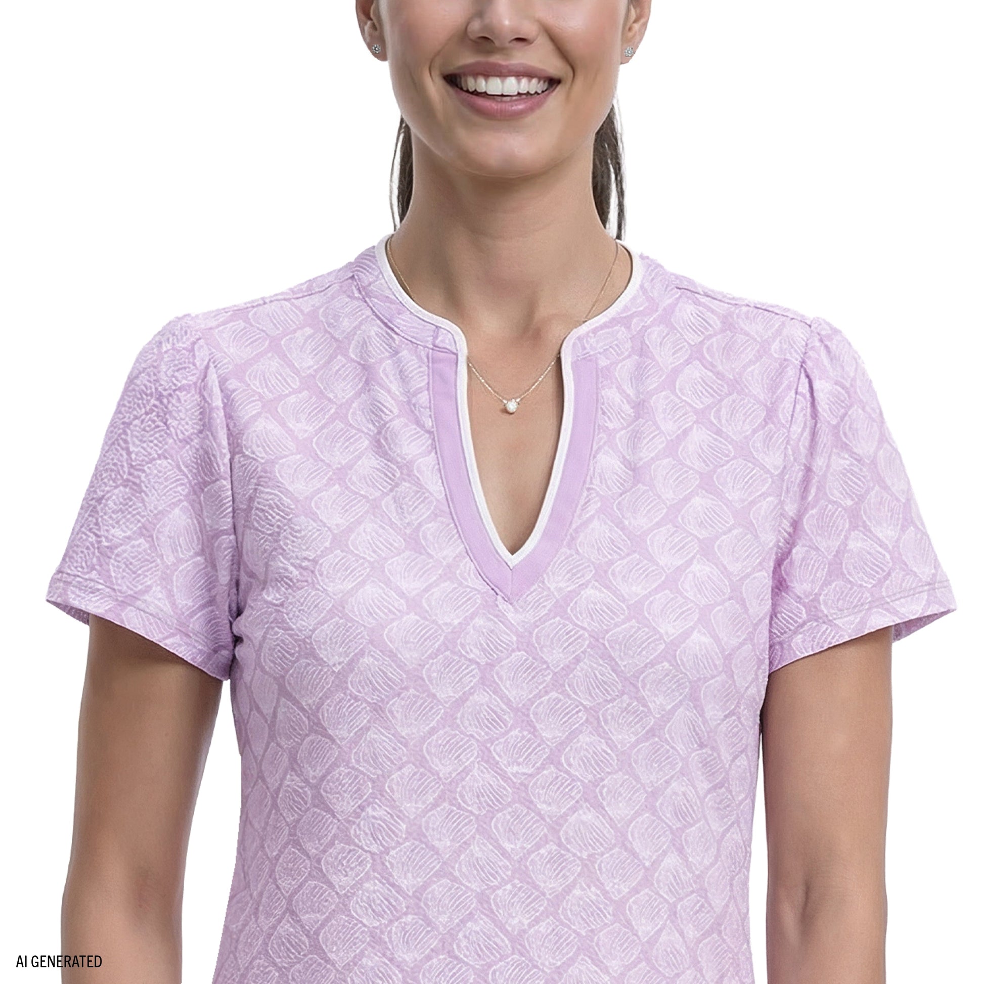 Izod SARA S/S PRINTED DRESS - SHEER LILAC