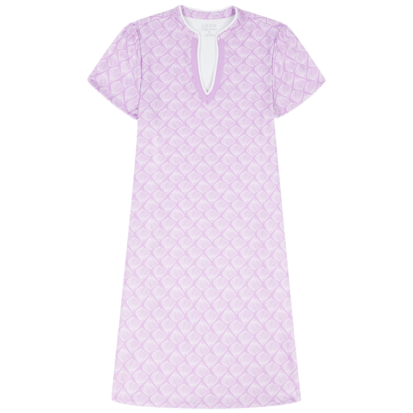 Izod SARA S/S PRINTED DRESS - SHEER LILAC