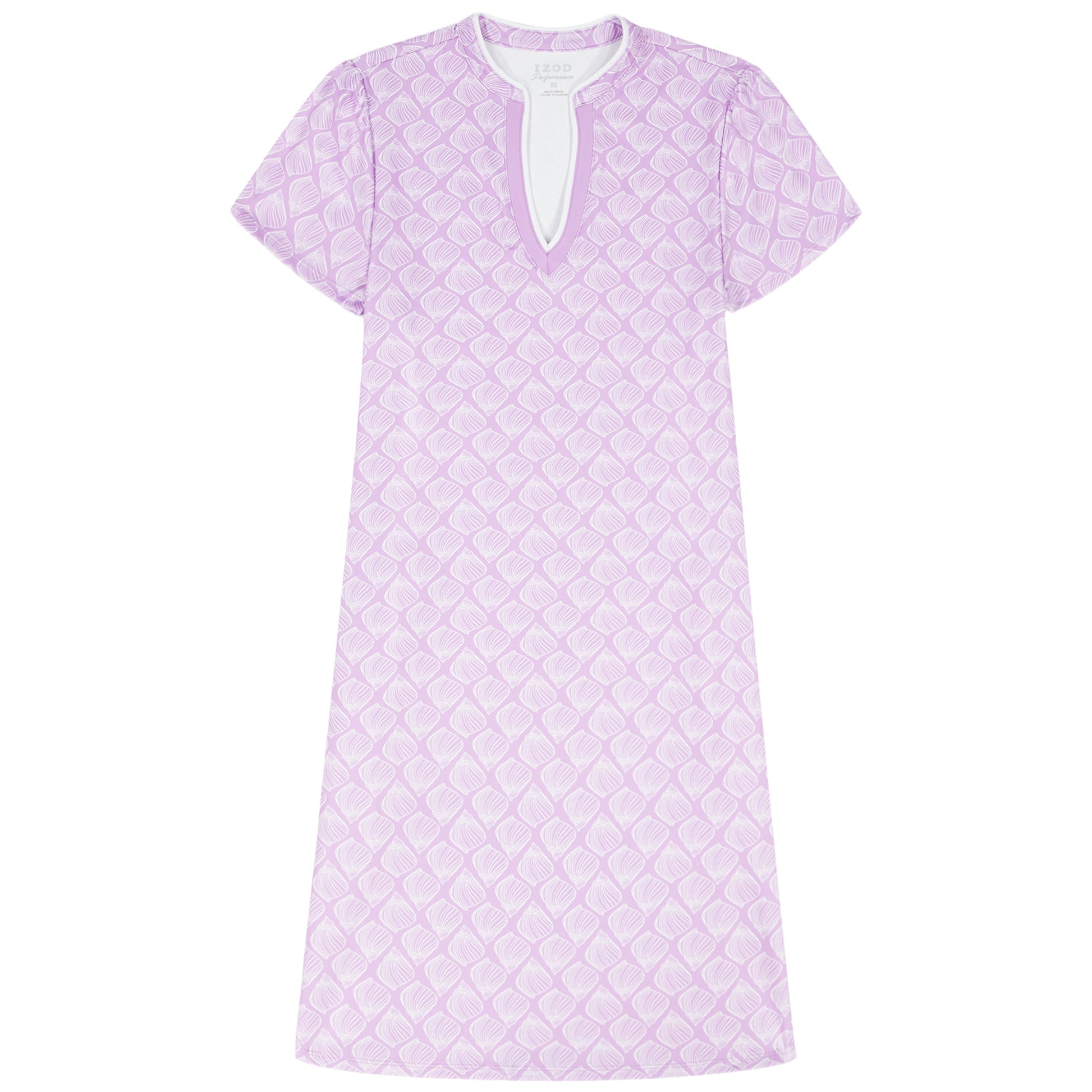 Izod SARA S/S PRINTED DRESS - SHEER LILAC