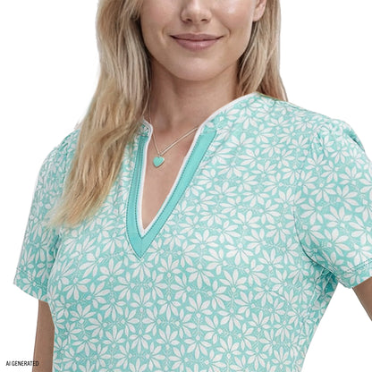 Izod SARA S/S PRINTED DRESS - ARUBA BLUE