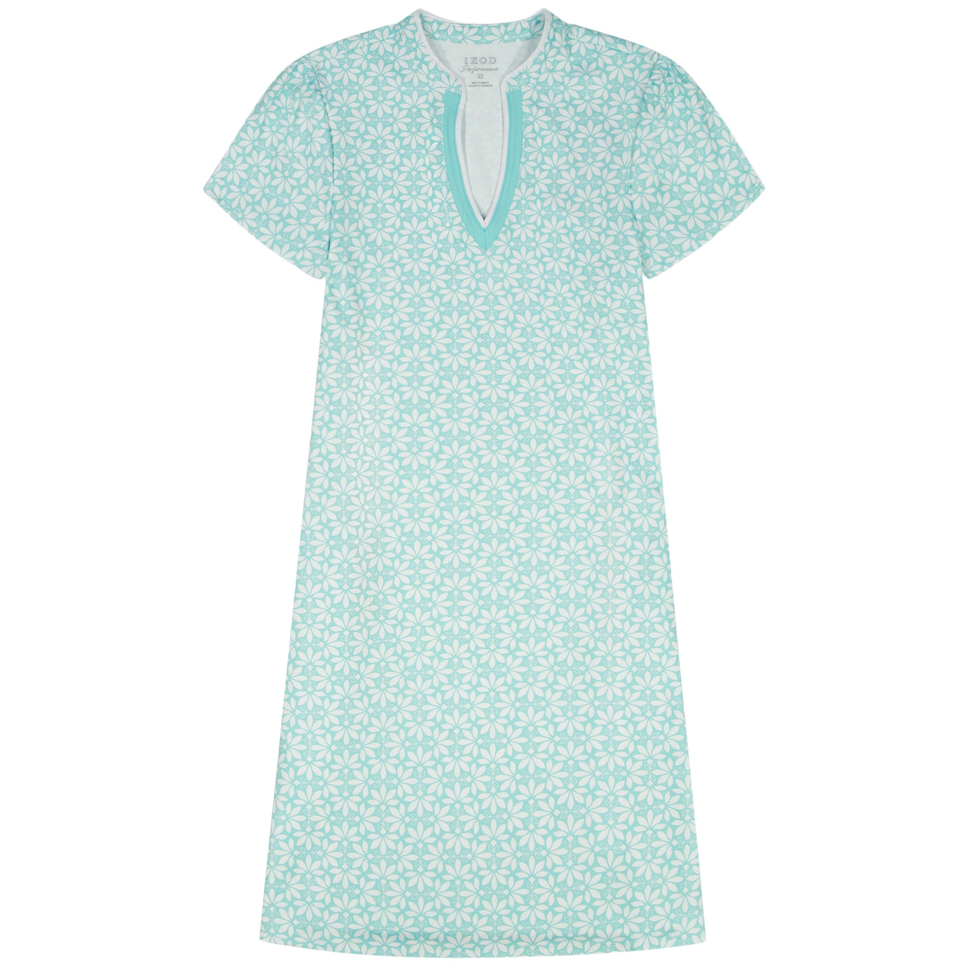 Izod SARA S/S PRINTED DRESS - ARUBA BLUE