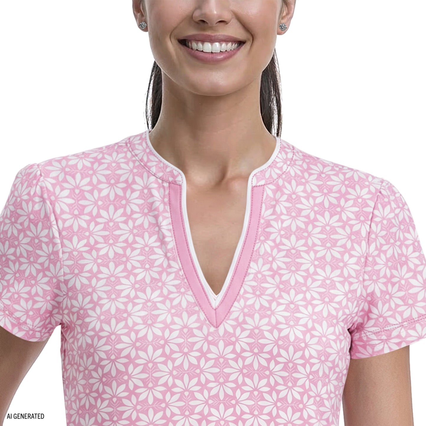 Izod SARA S/S PRINTED DRESS - PRISM PINK