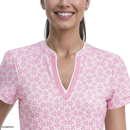 Izod SARA S/S PRINTED DRESS - PRISM PINK