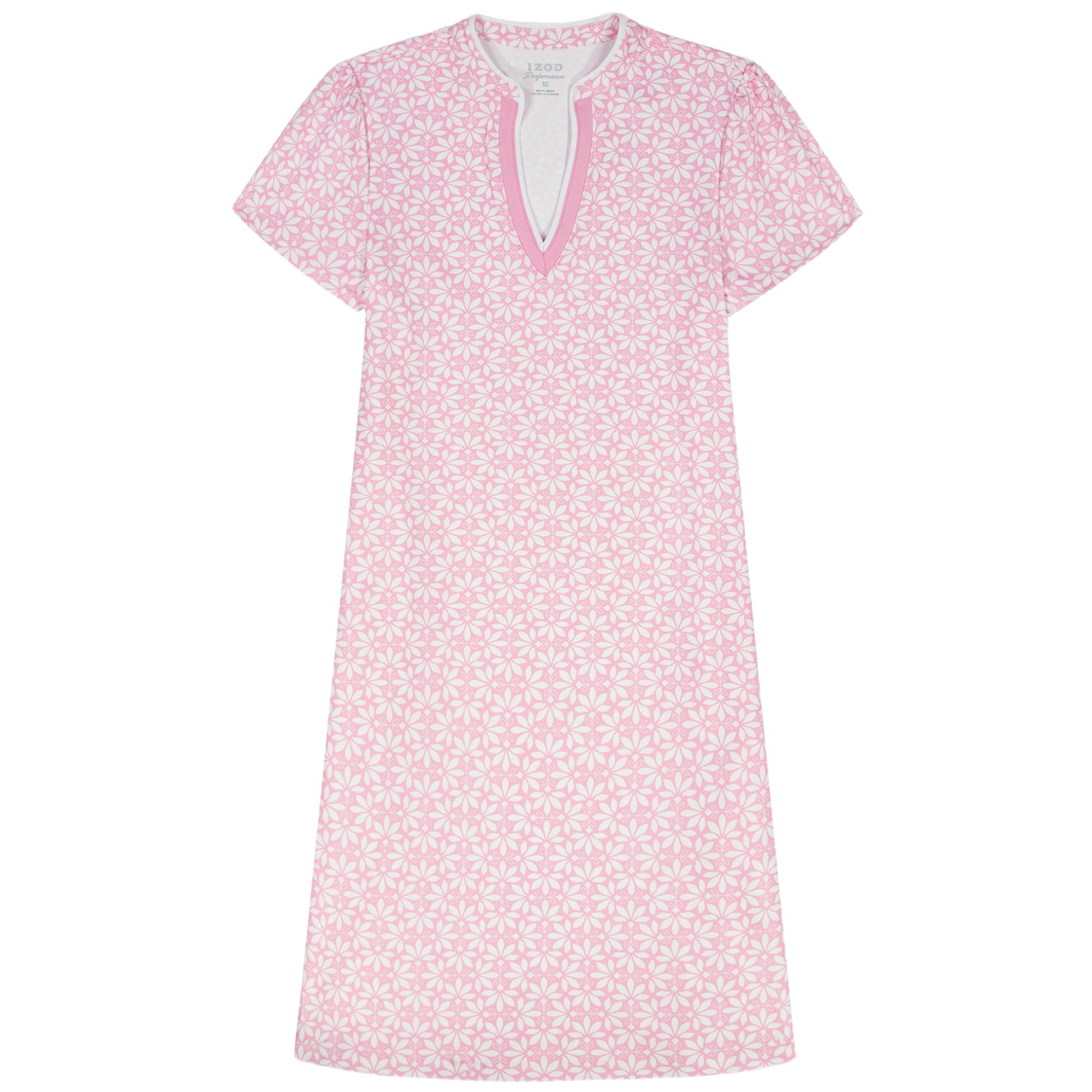 Izod SARA S/S PRINTED DRESS - PRISM PINK