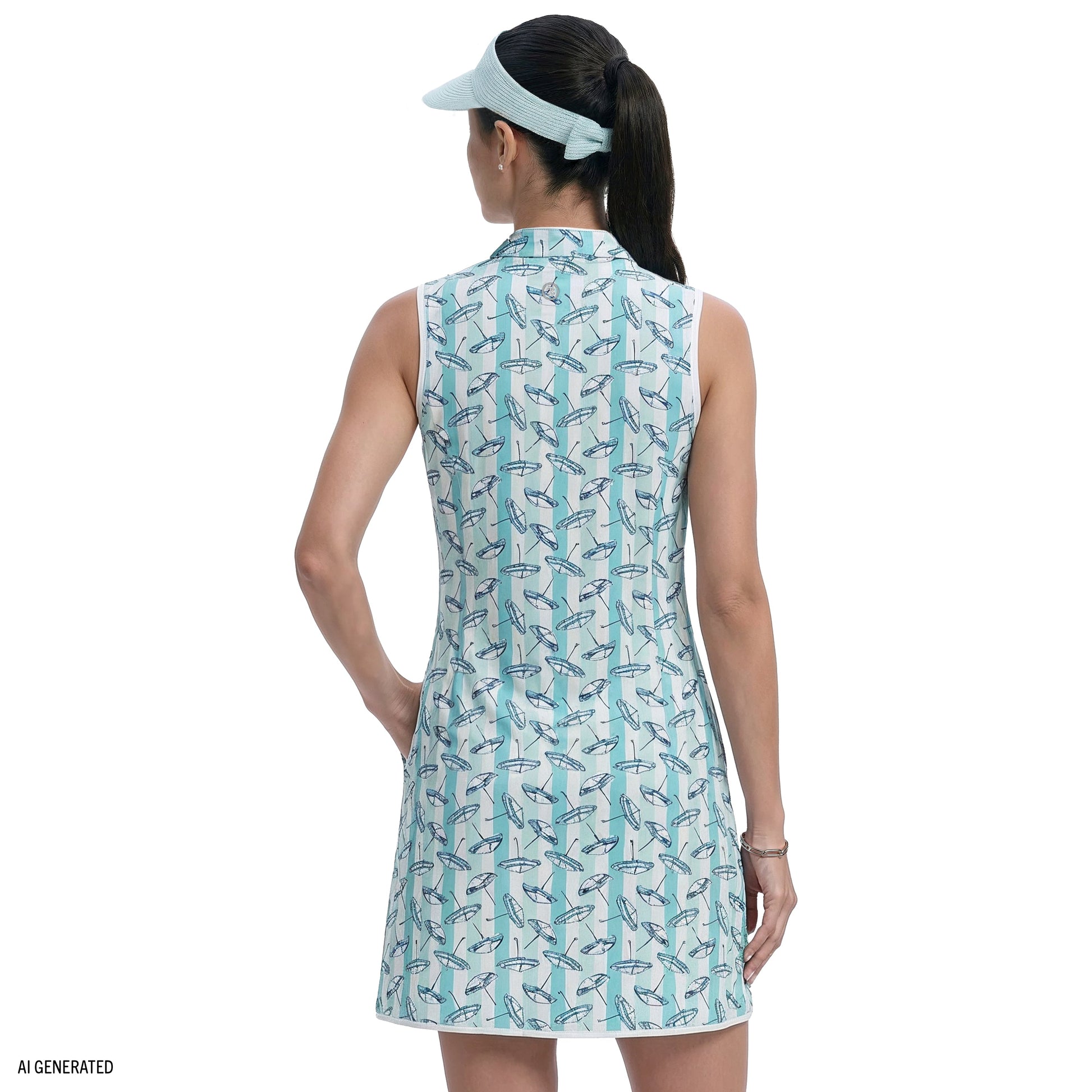 Izod L’ACEY ZIP COURT PRINTED DRESS - ARUBA BLUE