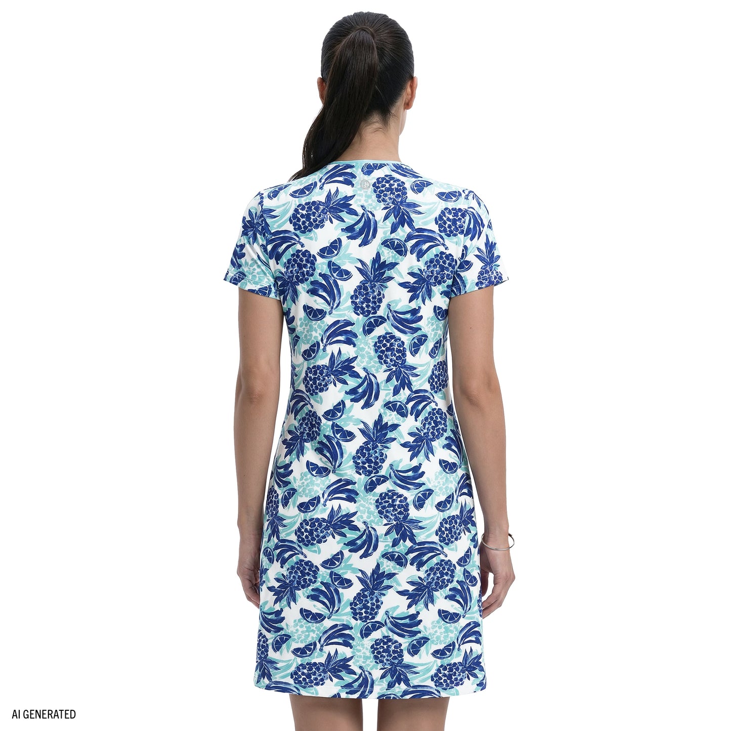 Izod SARA S/S PRINTED DRESS - ARUBA BLUE