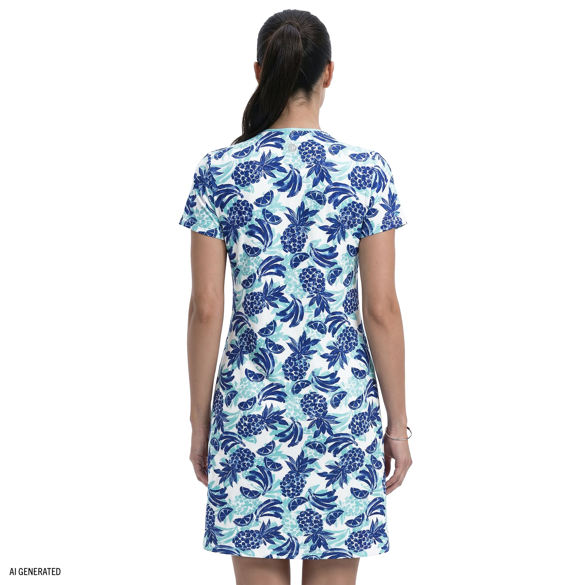Izod SARA S/S PRINTED DRESS - ARUBA BLUE