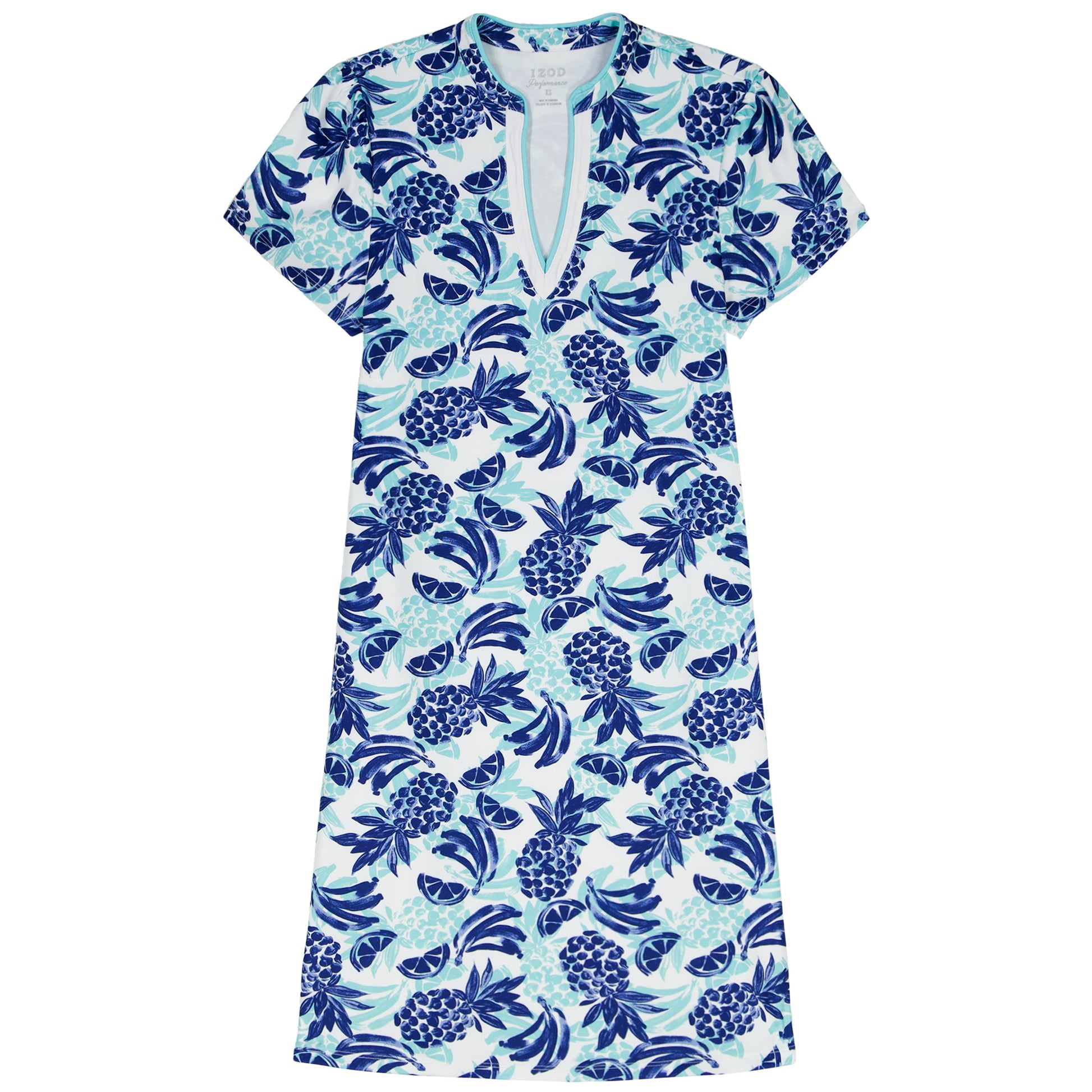 Izod SARA S/S PRINTED DRESS - ARUBA BLUE