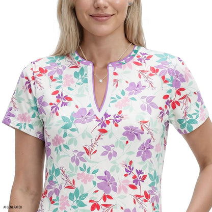 Izod SARA S/S PRINTED DRESS - BRIGHT WHITE
