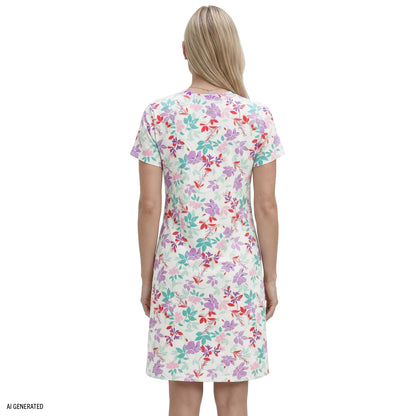Izod SARA S/S PRINTED DRESS - BRIGHT WHITE