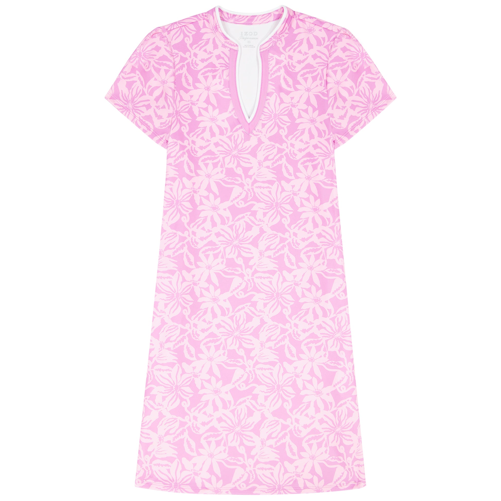 Izod SARA S/S PRINTED DRESS - OPERA MAUVE