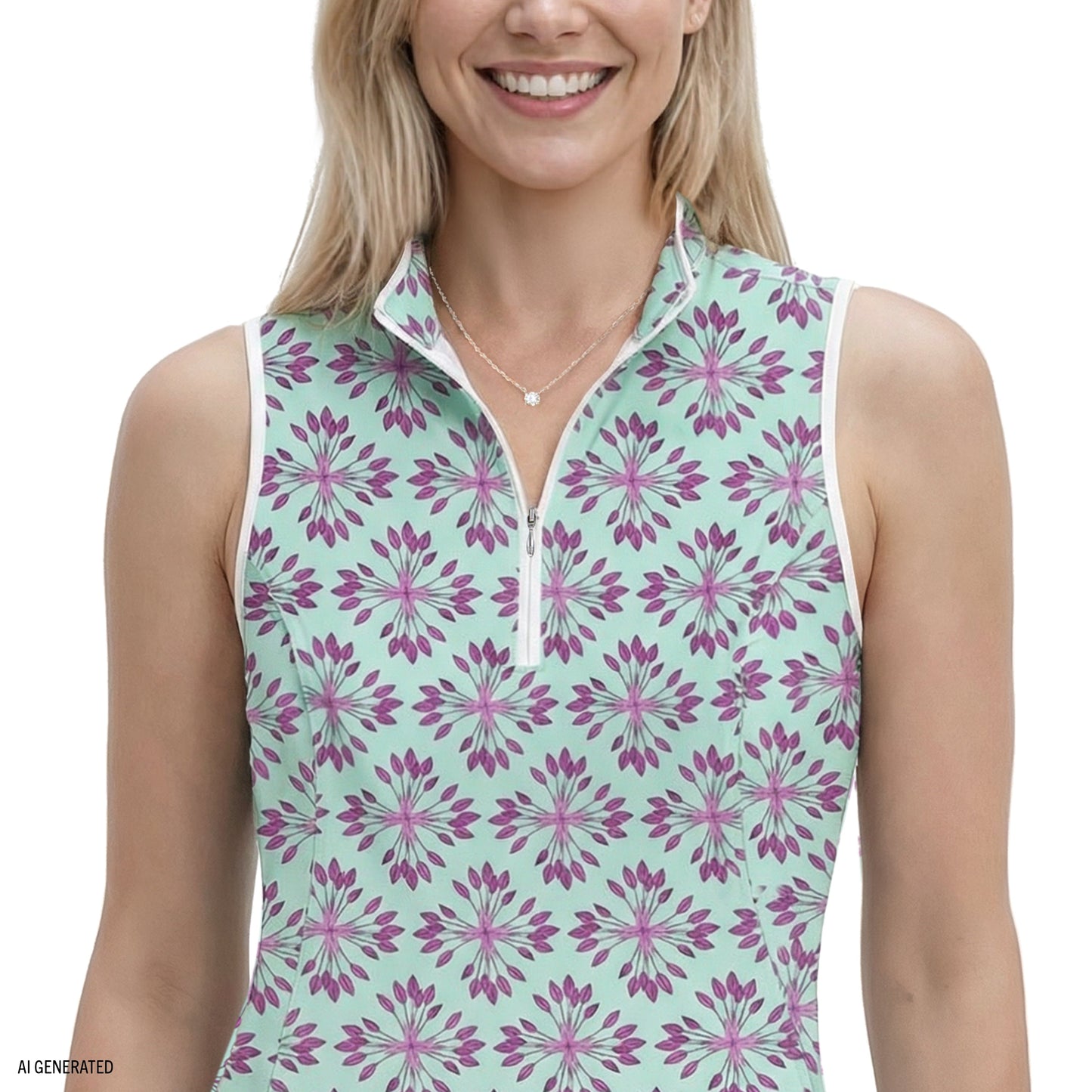 Izod L’ACEY ZIP COURT PRINTED DRESS - YUCCA