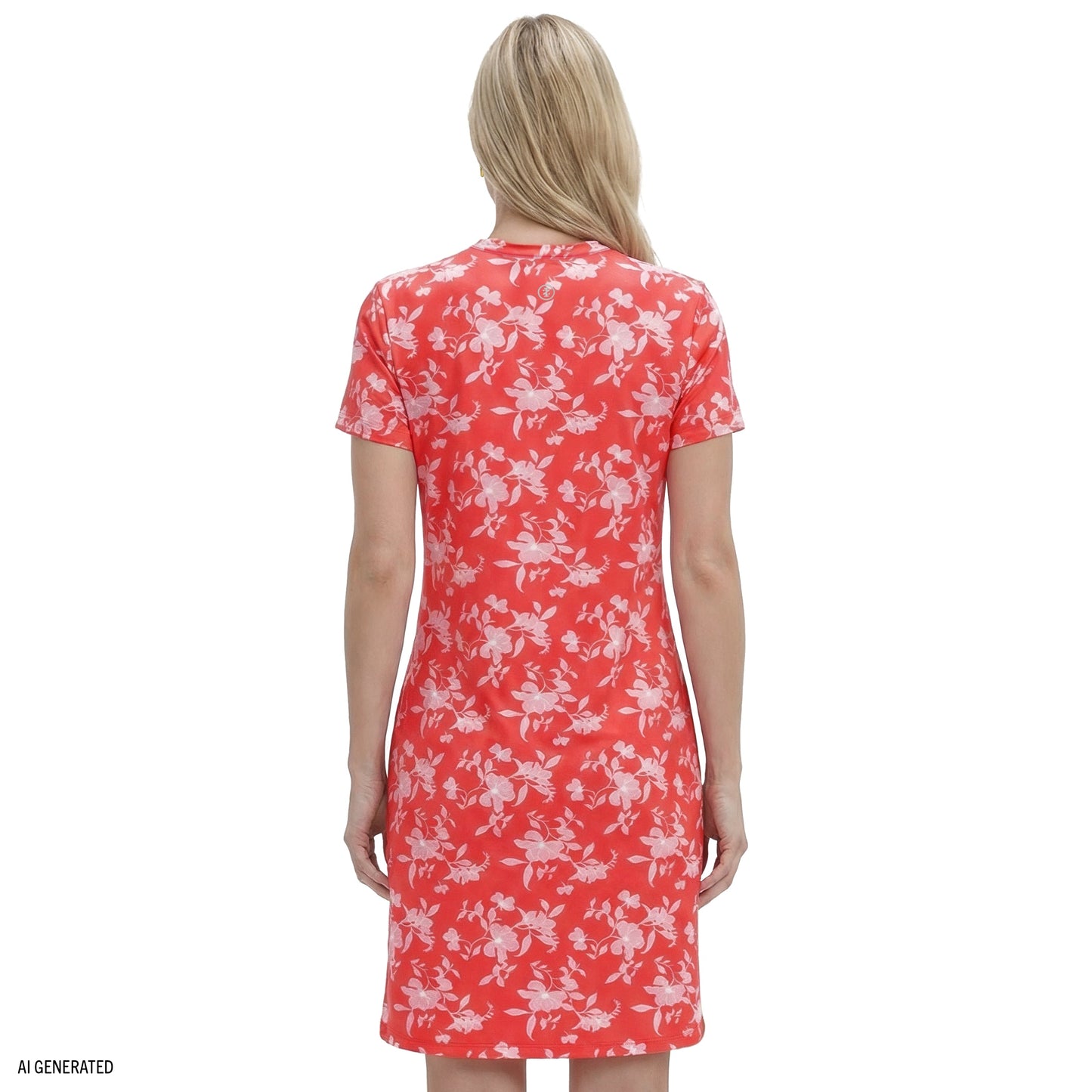 Izod SARA S/S PRINTED DRESS - SUGAR CORAL