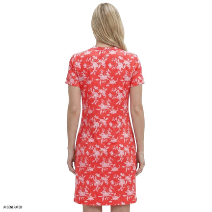 Izod SARA S/S PRINTED DRESS - SUGAR CORAL