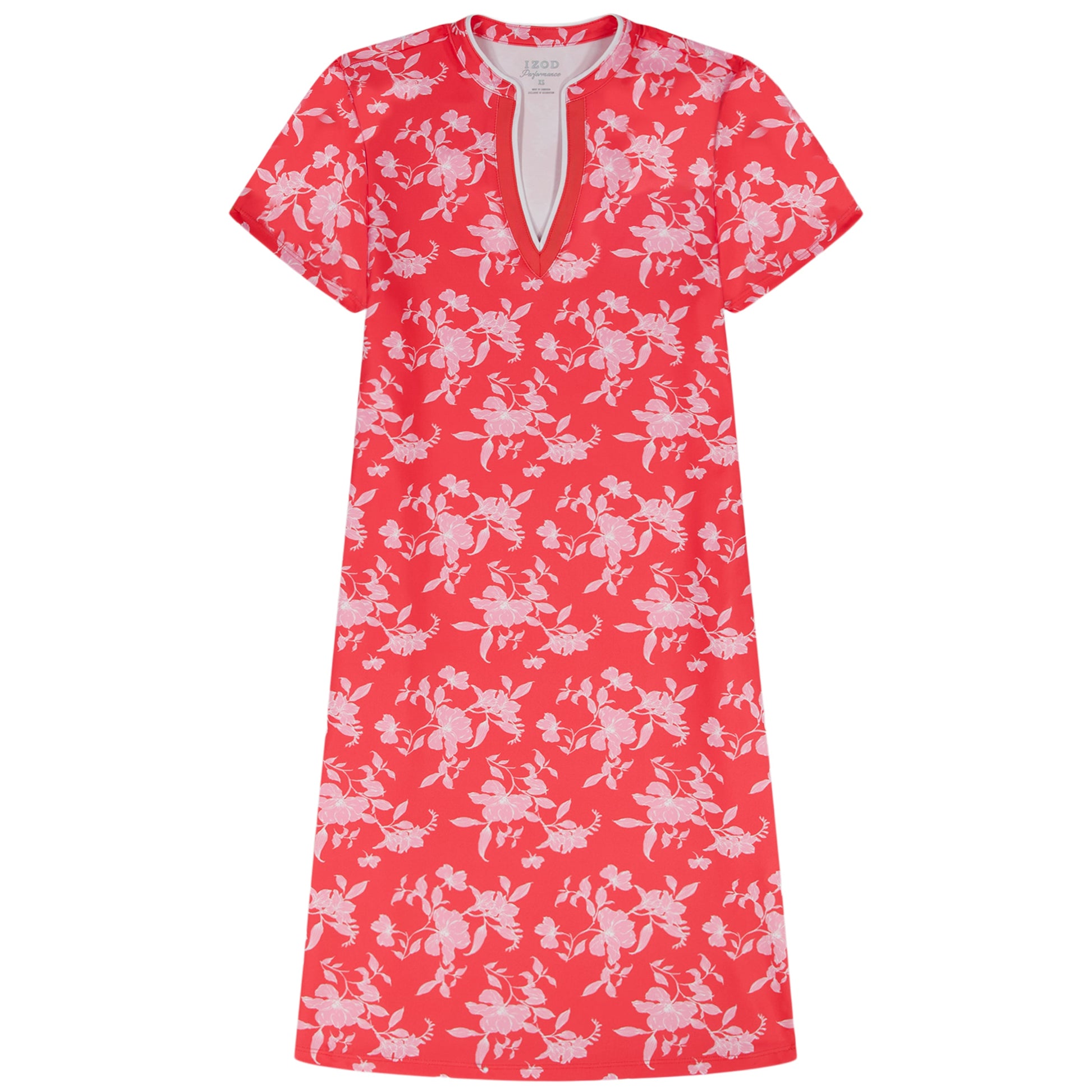 Izod SARA S/S PRINTED DRESS - SUGAR CORAL