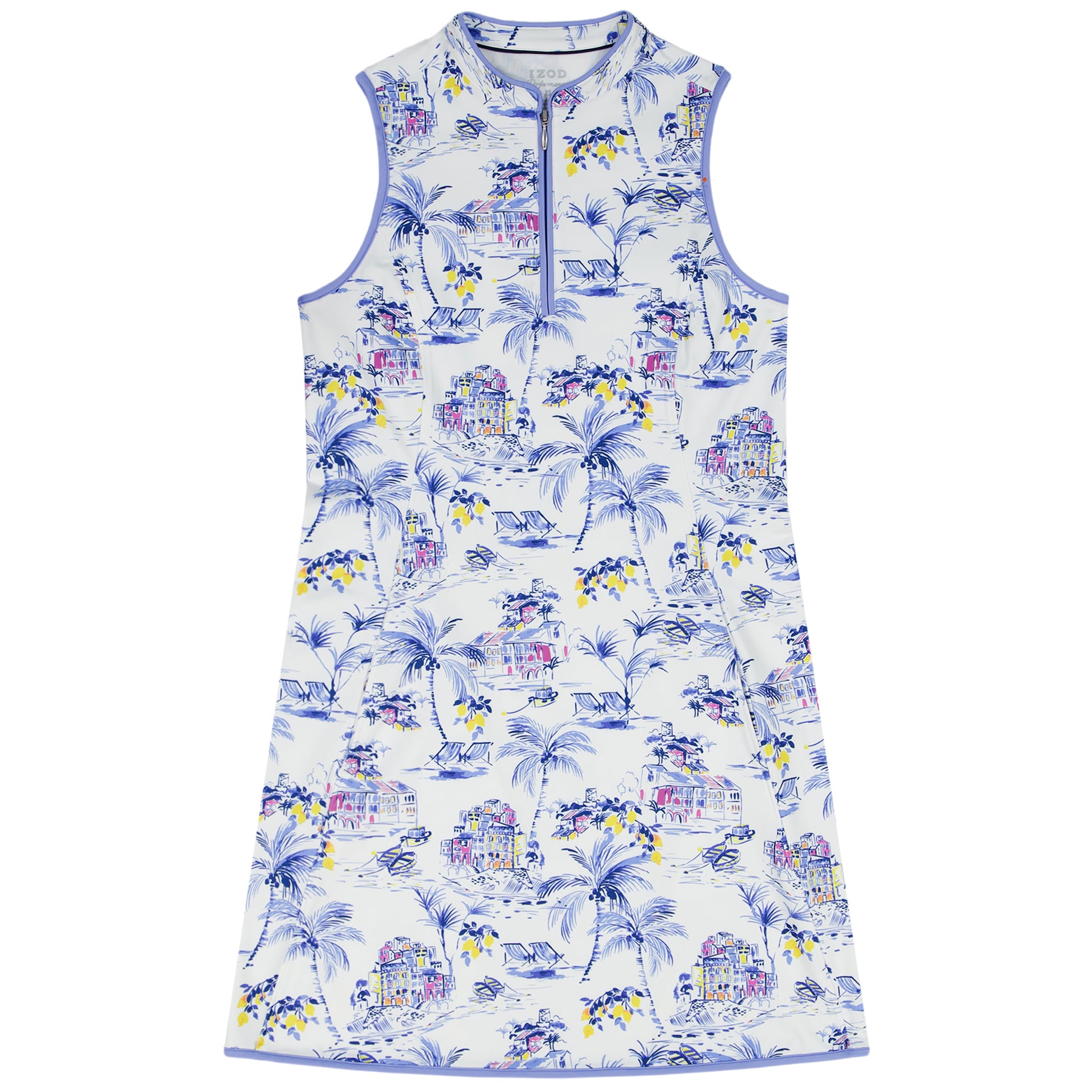 Izod L’ACEY ZIP COURT PRINTED DRESS - BRIGHT WHITE