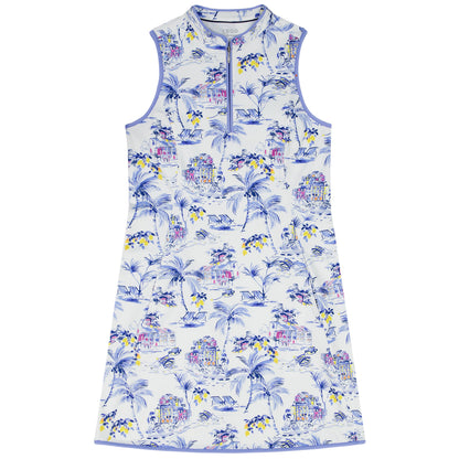 Izod L’ACEY ZIP COURT PRINTED DRESS - BRIGHT WHITE