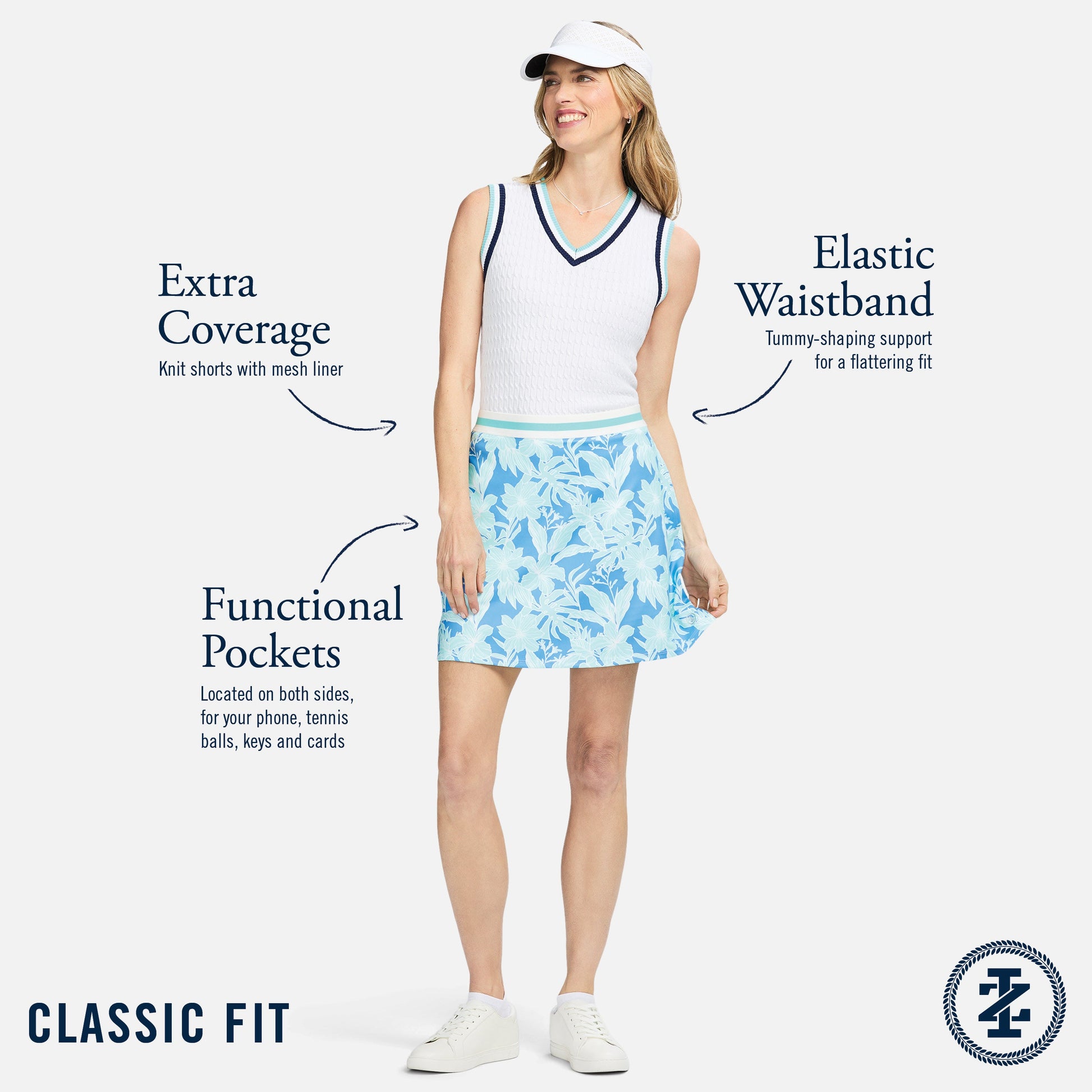 Izod Paola Printed Pull On Skort - Little Boy Blue