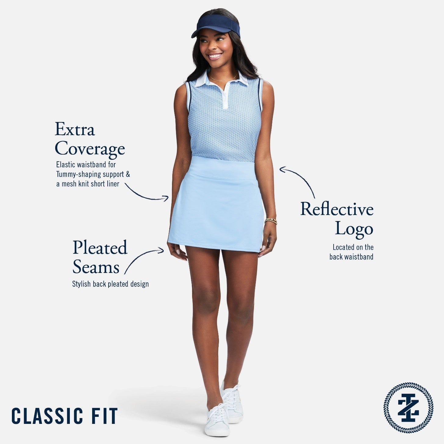 Izod Venus Pleated Back Skort - Powder Blue