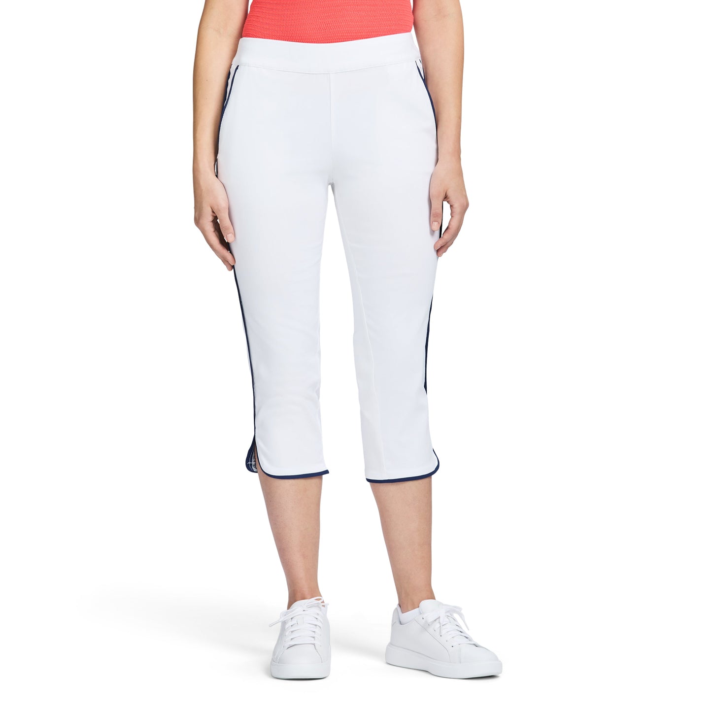 Izod BILLIE PIPED SOLID CAPRI PANT - BRIGHT WHITE