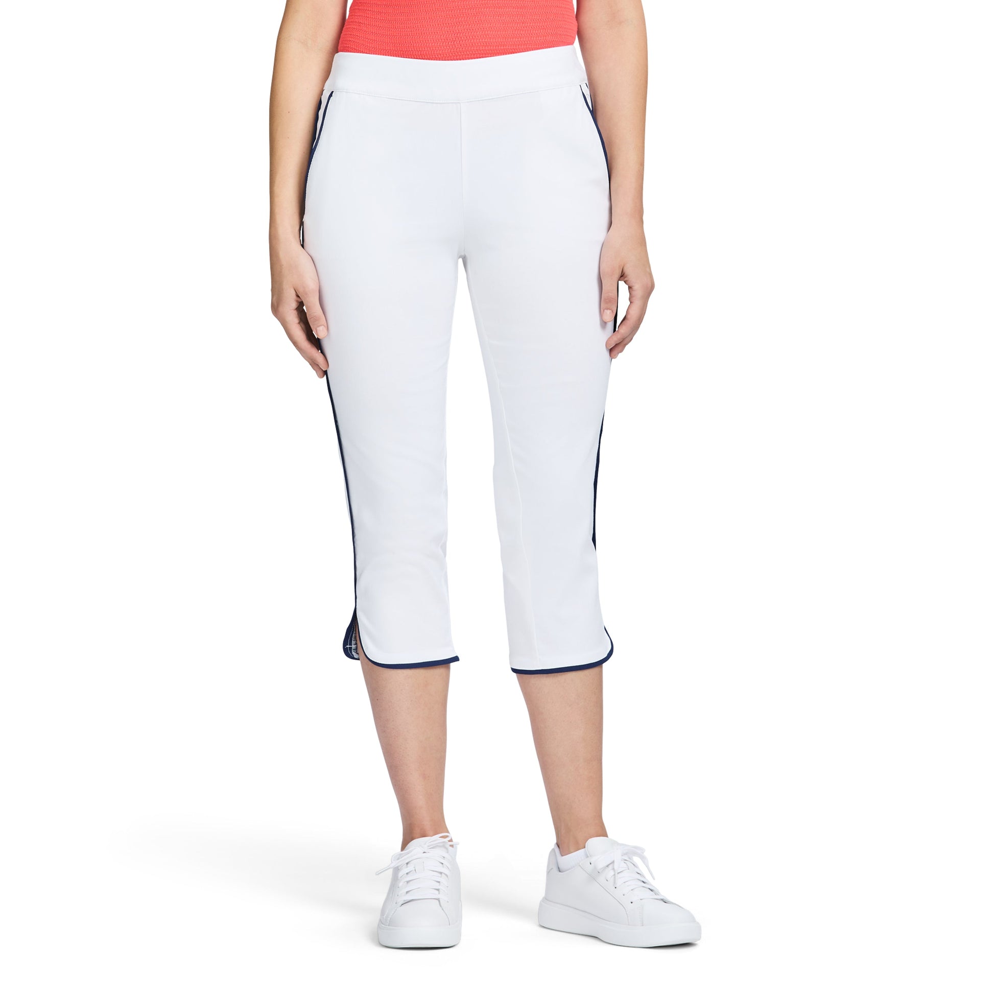 Izod BILLIE PIPED SOLID CAPRI PANT - BRIGHT WHITE