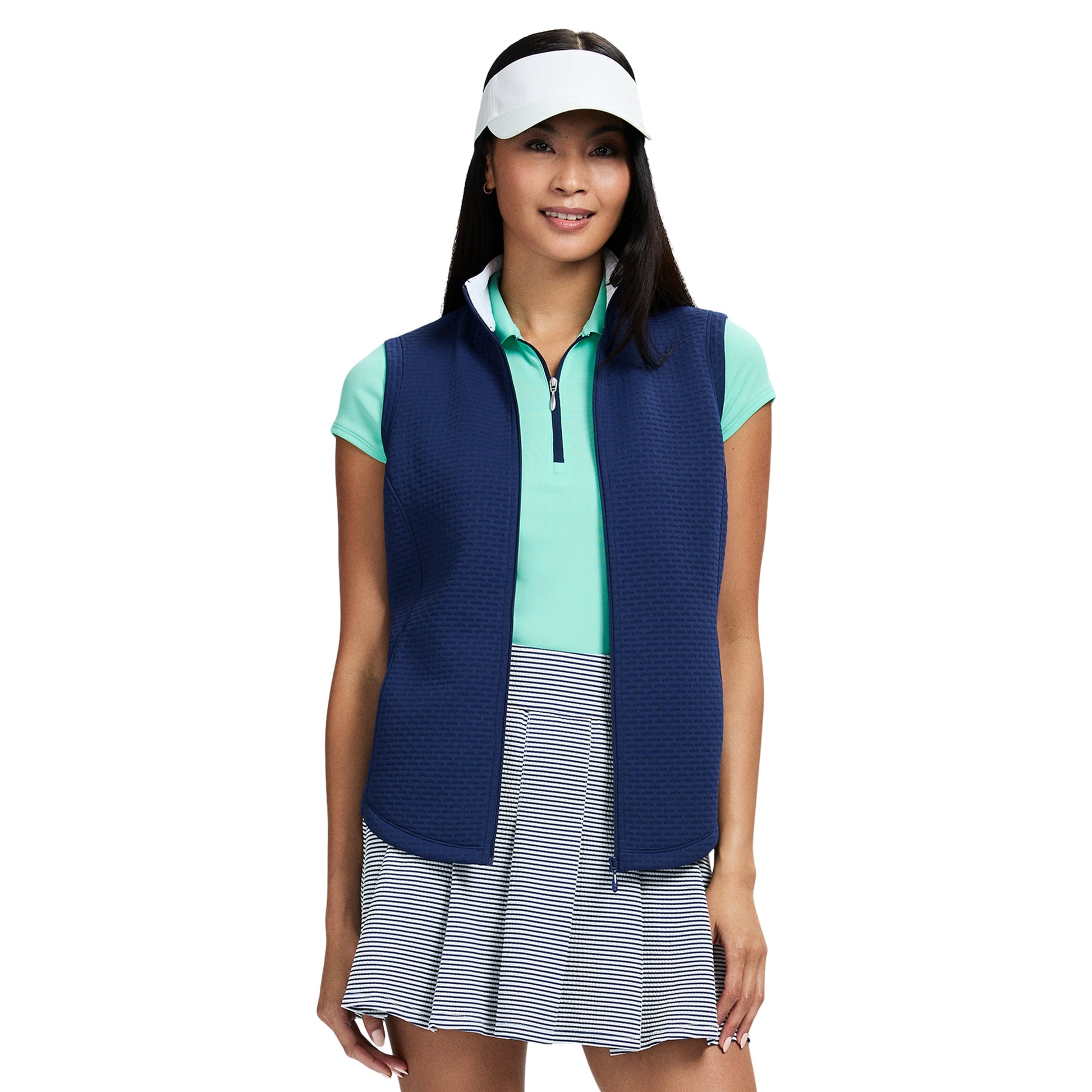 Izod CASSIE QUILTED​ FULL ZIP VEST - MEDIEVAL BLUE