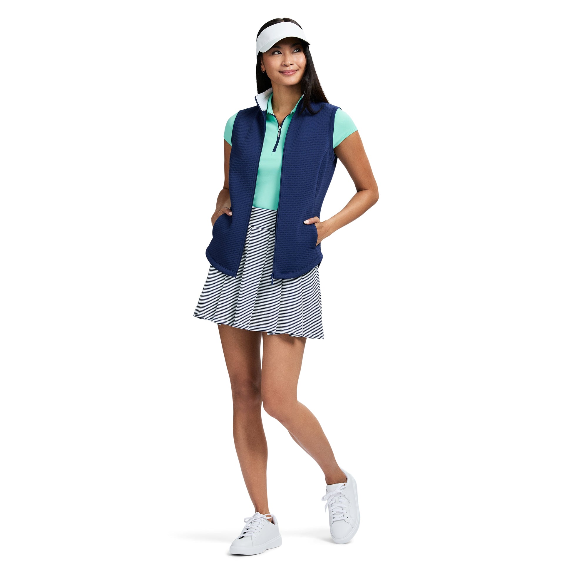 Izod CASSIE QUILTED​ FULL ZIP VEST - MEDIEVAL BLUE