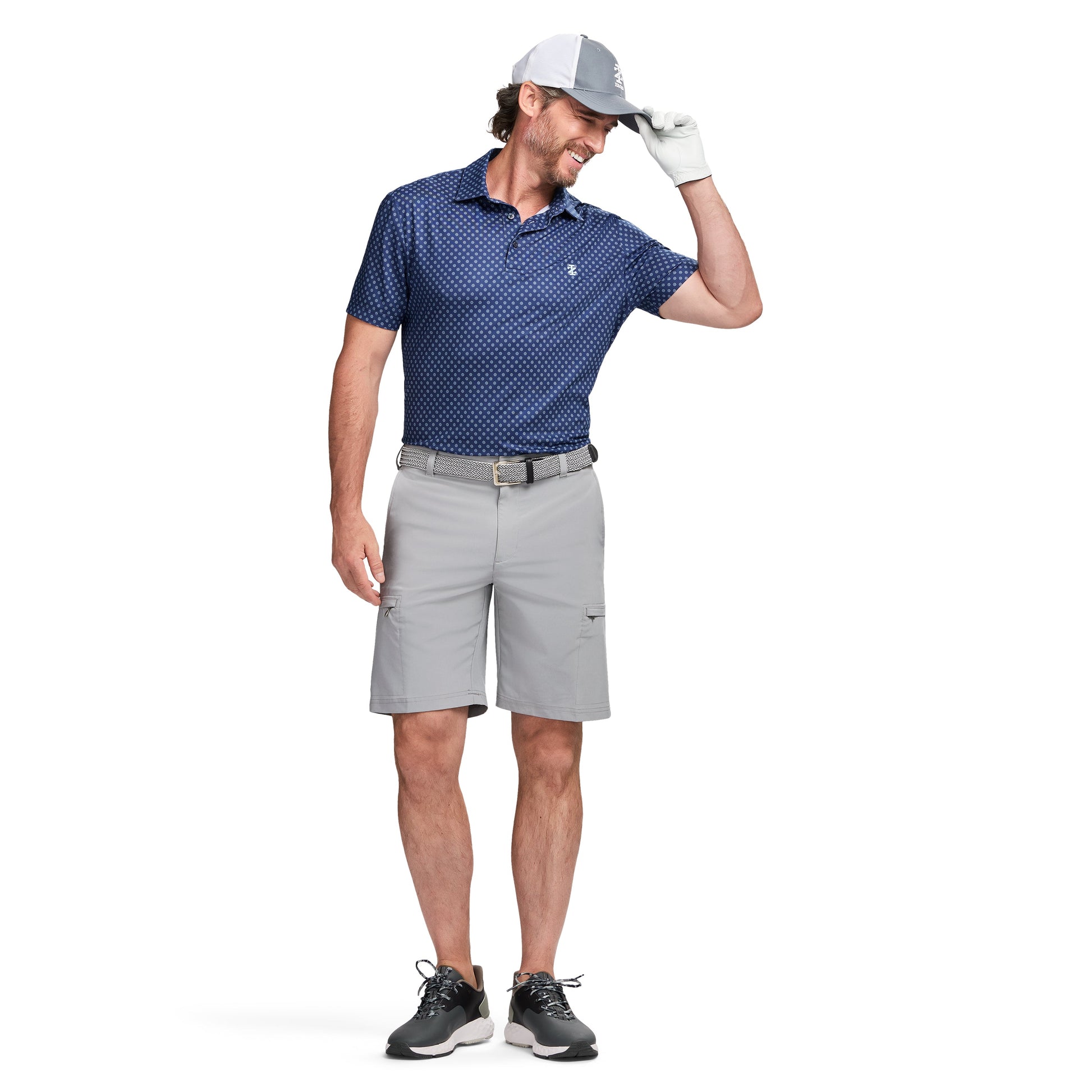 Izod GOLF SWINGFLEX ELITE PRINTED POLO - MEDIEVAL BLUE