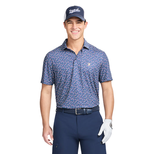 Izod GOLF SWINGFLEX ELITE PRINTED POLO - MEDIEVAL BLUE