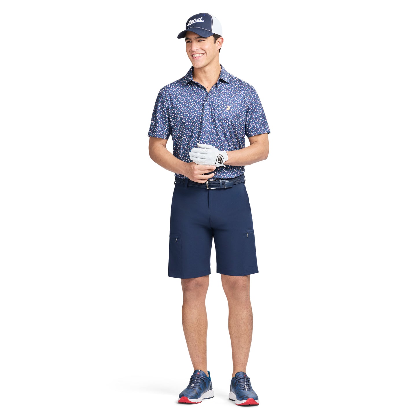 Izod GOLF SWINGFLEX ELITE PRINTED POLO - MEDIEVAL BLUE