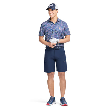 Izod GOLF SWINGFLEX ELITE PRINTED POLO - MEDIEVAL BLUE