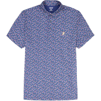 Izod GOLF SWINGFLEX ELITE PRINTED POLO - MEDIEVAL BLUE