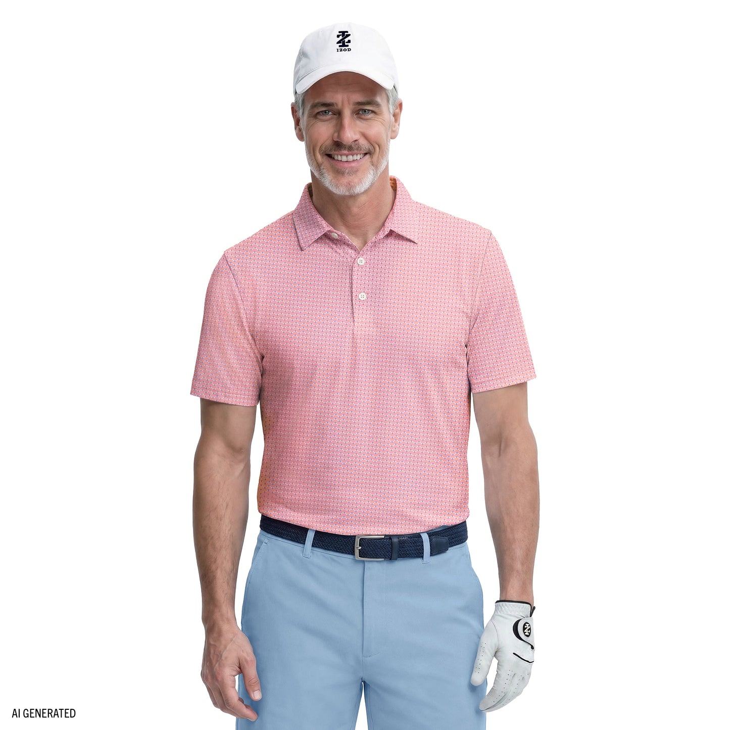 Izod GOLF SWINGFLEX ELITE PRINTED POLO - PINK LEMONADE