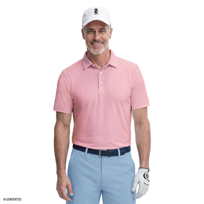 Izod GOLF SWINGFLEX ELITE PRINTED POLO - PINK LEMONADE