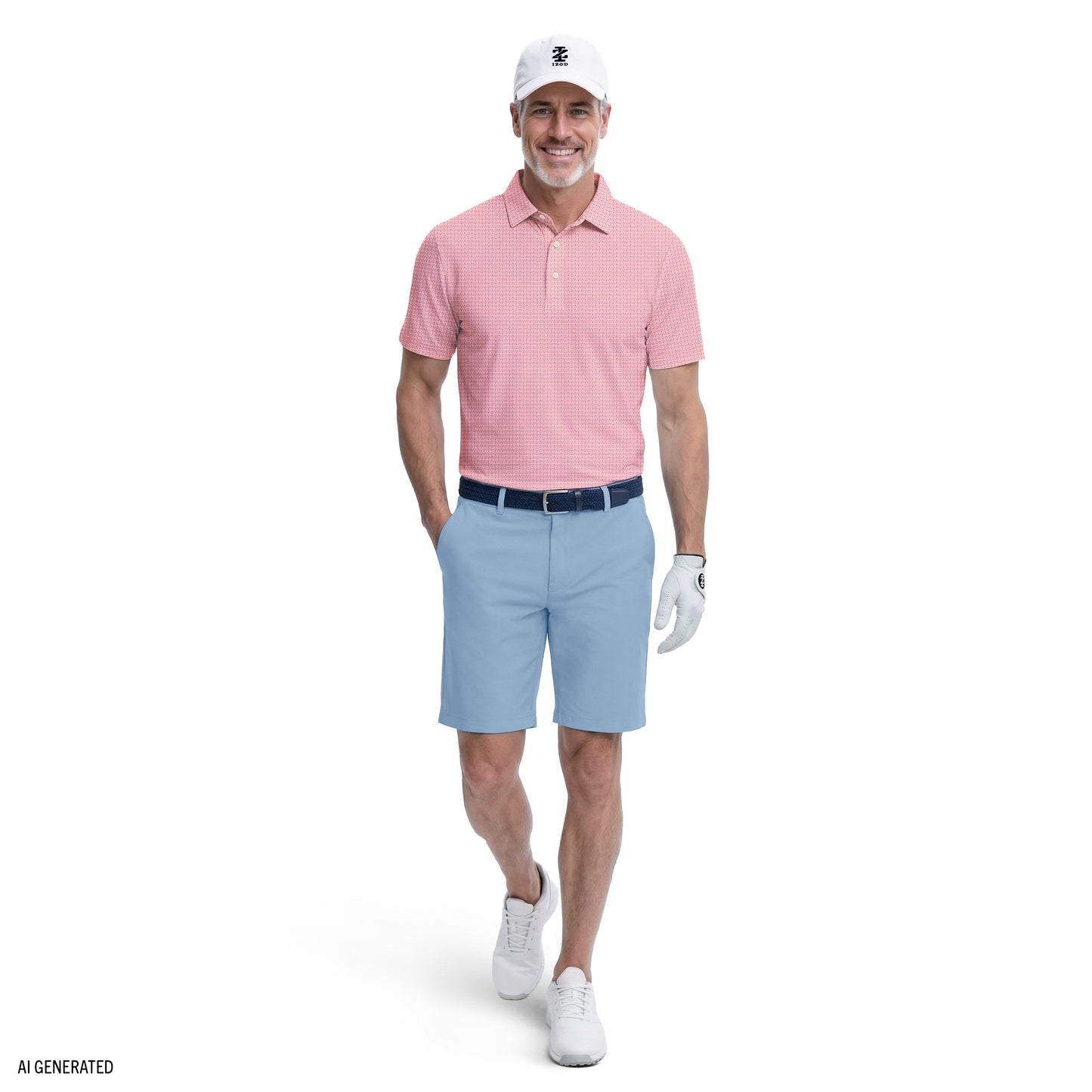 Izod GOLF SWINGFLEX ELITE PRINTED POLO - PINK LEMONADE