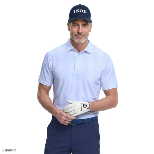 Izod GOLF SWINGFLEX ELITE PRINTED POLO - PLACID BLUE