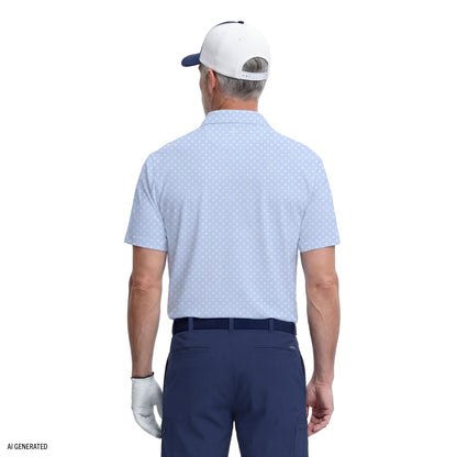 Izod GOLF SWINGFLEX ELITE PRINTED POLO - PLACID BLUE