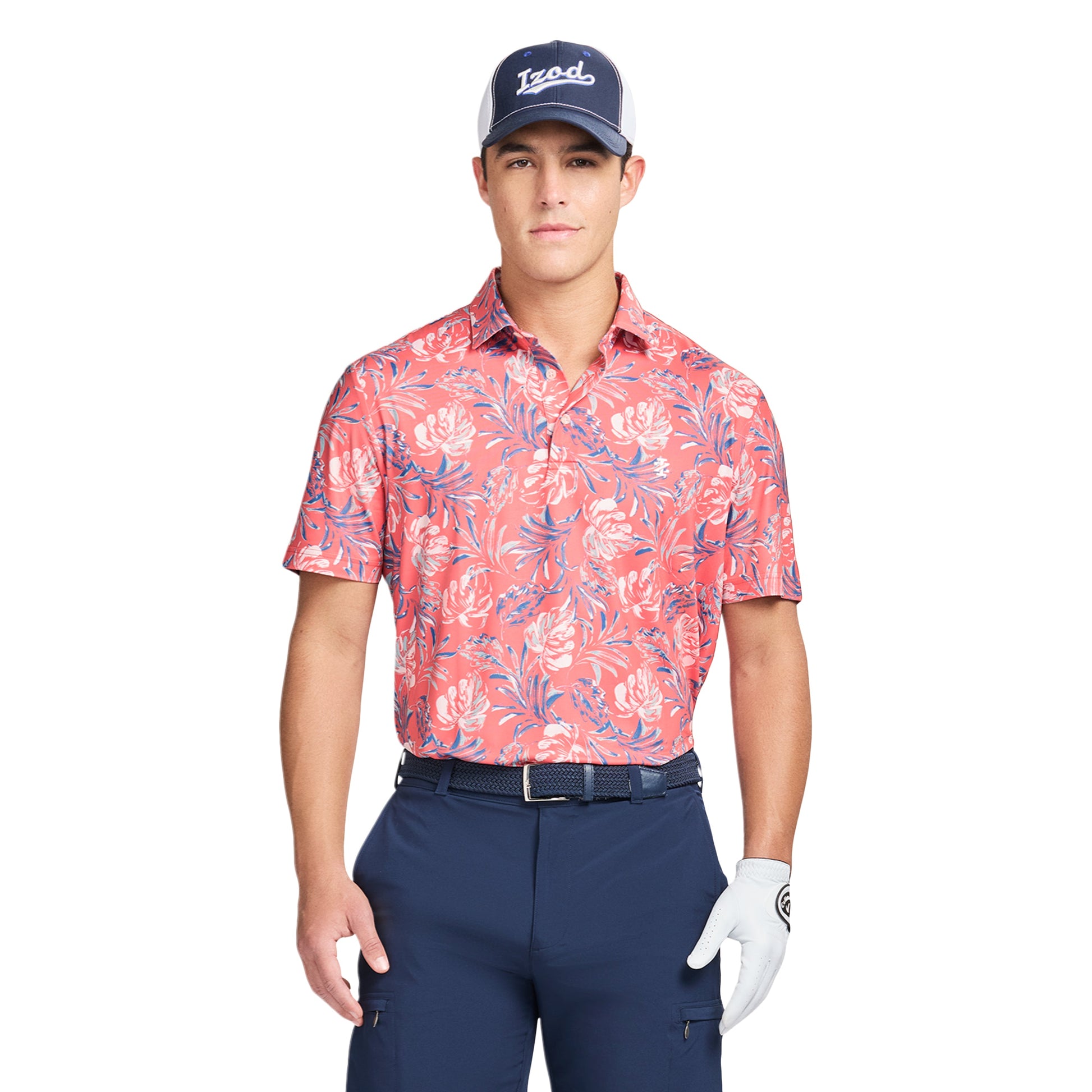 Izod GOLF SWINGFLEX ELITE PRINTED POLO - ROSE OF SHARON