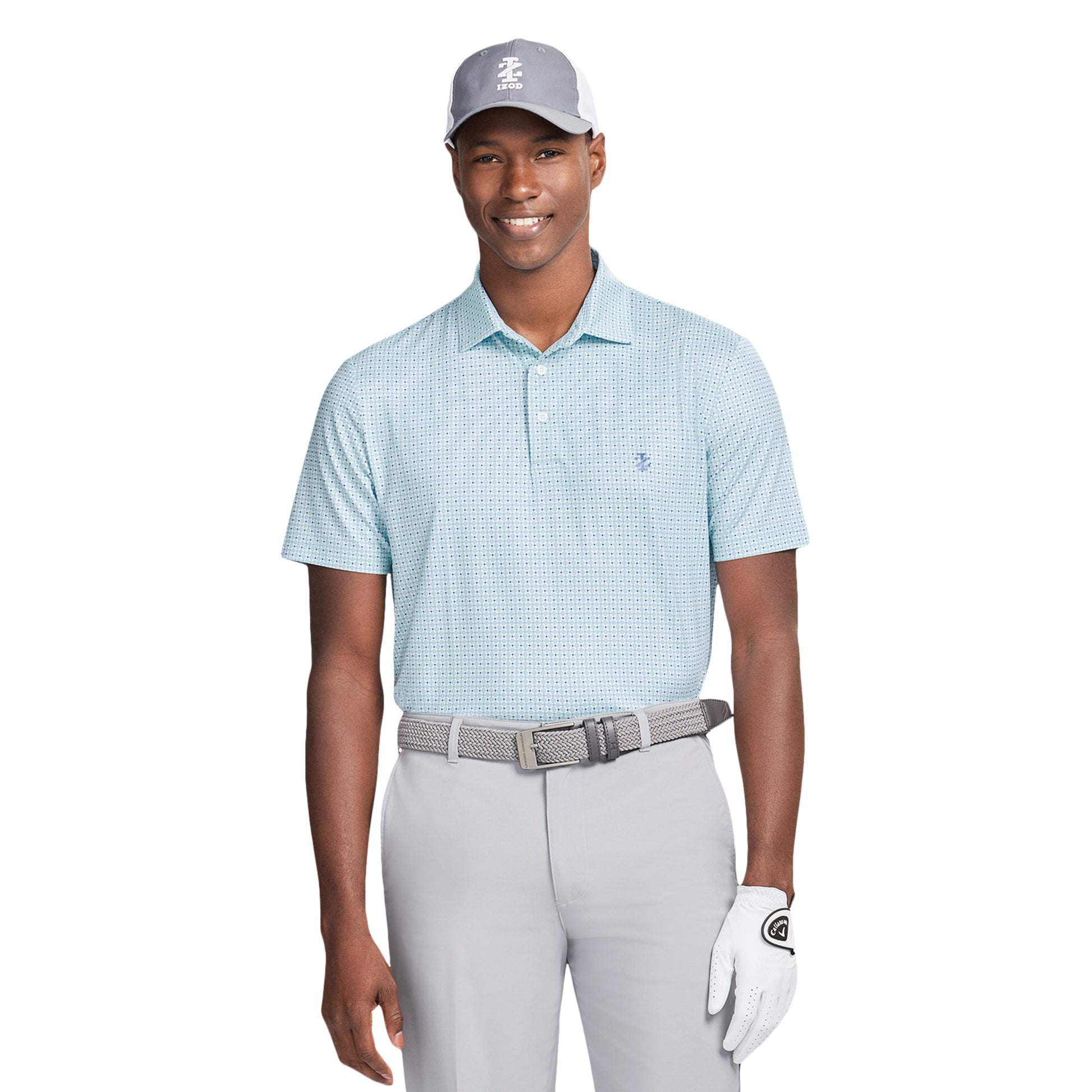 Izod GOLF SWINGFLEX ELITE PRINTED POLO - TANAGER TURQUOISE
