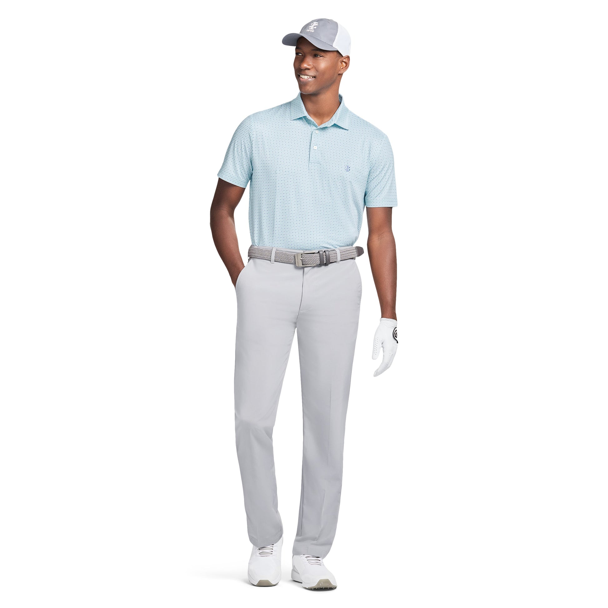 Izod GOLF SWINGFLEX ELITE PRINTED POLO - TANAGER TURQUOISE